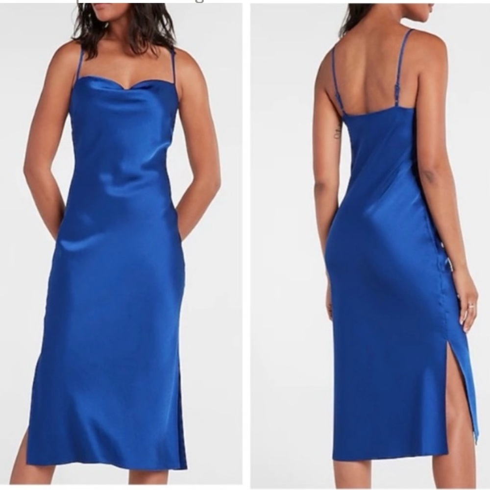 SHINESTAR Satin Split Hem Cami Dress Size: S